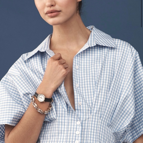 Anthropologie Blue Gingham Midi Dress - Picture 3 of 5